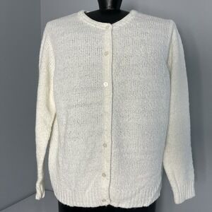 Northern Isles Heritage Style Womens PL Ivory Button-Up Cardigan Sweater Cottage